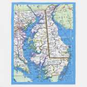 Delaware - Maryland Vintage Kaart Fleece Deken (Voorkant)