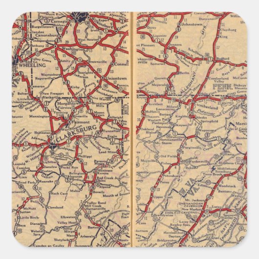 Delaware, Maryland, Virginia, West Virginia Vierkante Sticker (Voorkant)