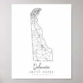 Delaware Minimal Street Map Poster (Voorkant)