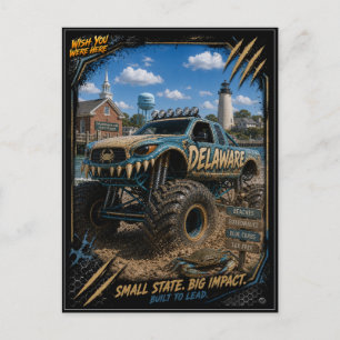 Delaware Monster Truck Off Road Kunst Briefkaart