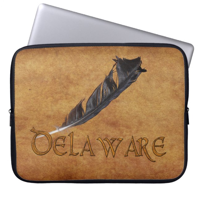 DELAWARE Native American Feather Laptop Slaper Sleeve (Voorkant)