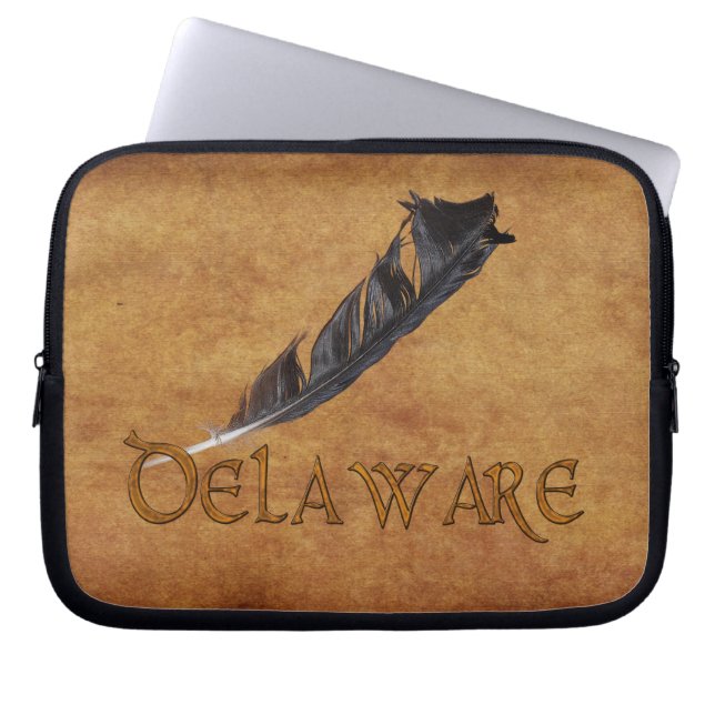 DELAWARE Native American Feather Laptop Slaper Sleeve (Voorkant)