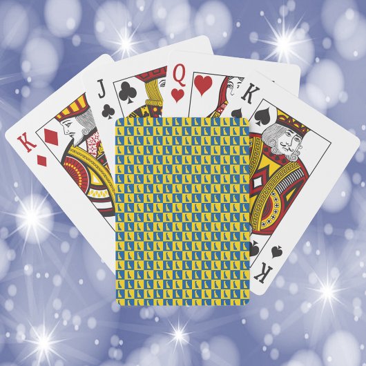 Delaware Outline Blue and Gold Checkerboard Patter Pokerkaarten