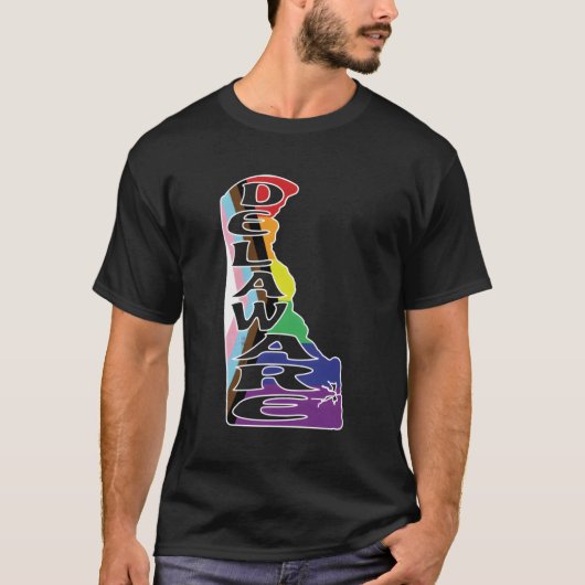 Delaware overzicht in LGBTQIA Pride vlag Rainbow C T-shirt (Voorkant)
