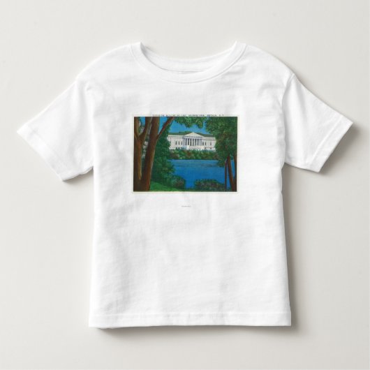 Delaware Park Historical Bldg en Lake Uitzicht Kinder Shirts (Voorkant)
