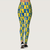 Delaware Pop Art Blue Gold Pattern Leggings (Achterkant)