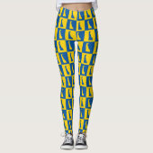 Delaware Pop Art Blue Gold Pattern Leggings (Voorkant)