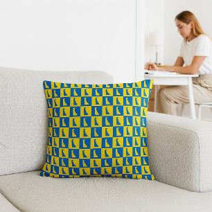 Delaware Pop Art Rasterpatroon Blauw Geel Goud Kussen