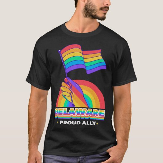 Delaware Proud Ally Pride Month LGBTQ LGBT Communi T-shirt (Voorkant)