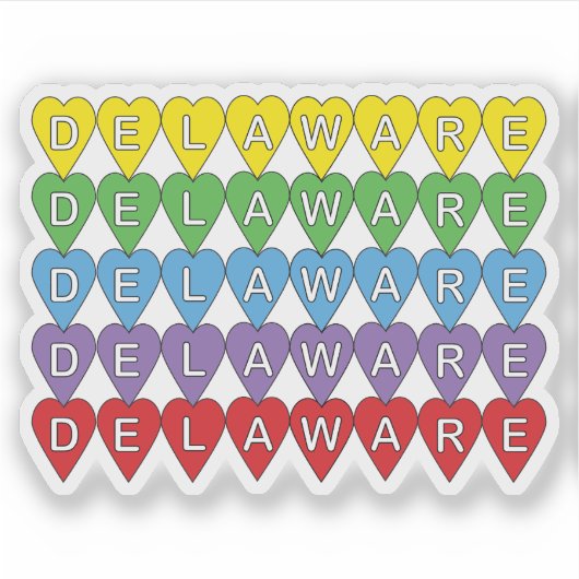 Delaware Rainbow Hearts Sticker (Voorkant)