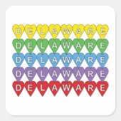 Delaware Rainbow Hearts Vierkante Sticker (Voorkant)