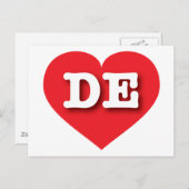 Delaware Red Heart - Ik hou van DE Briefkaart (Voorkant / Achterkant)
