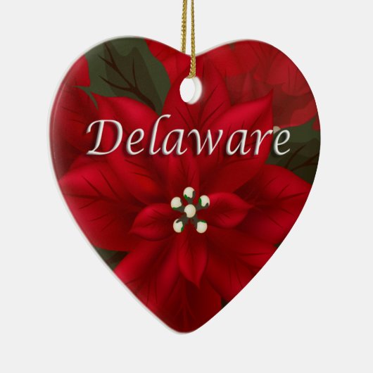 Delaware Red Poinsettia Heart Keepomwille Ornament (Rechts)