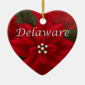 Delaware Red Poinsettia Heart Keepomwille Ornament (Voorkant)