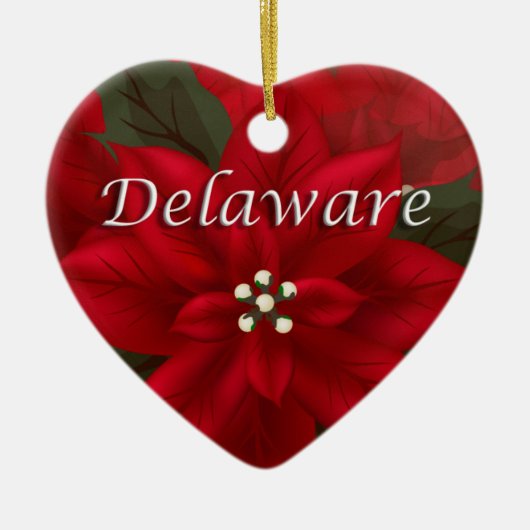 Delaware Red Poinsettia Heart Keepomwille Ornament (Voorkant)