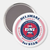 Delaware Red White Blue Circle Magneet (Voorkant / Achterkant)
