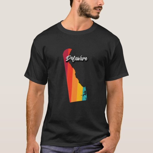 Delaware Retro 70s Stripes Delaware US Sta T-shirt (Voorkant)