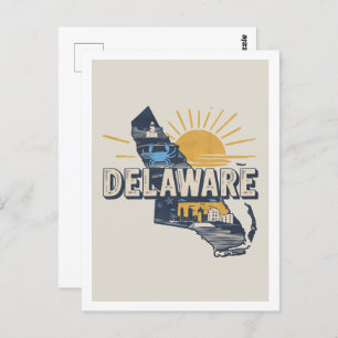 Delaware Retro Travel Design Iconische Amerikaanse Briefkaart