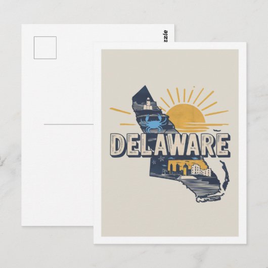 Delaware Retro Travel Design Iconische Amerikaanse Briefkaart (Voorkant / Achterkant)