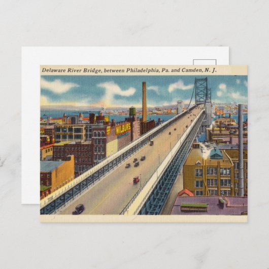 Delaware River Bridge, PA en NJ Briefkaart (Voorkant / Achterkant)