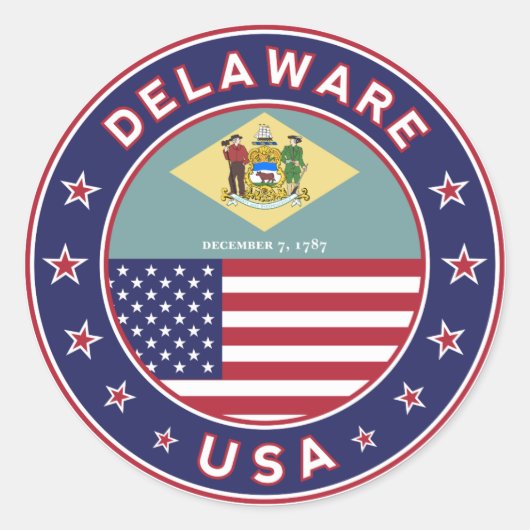 Delaware Ronde Sticker (Voorkant)