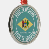 Delaware Round Emblem Metalen Ornament (Rechts)