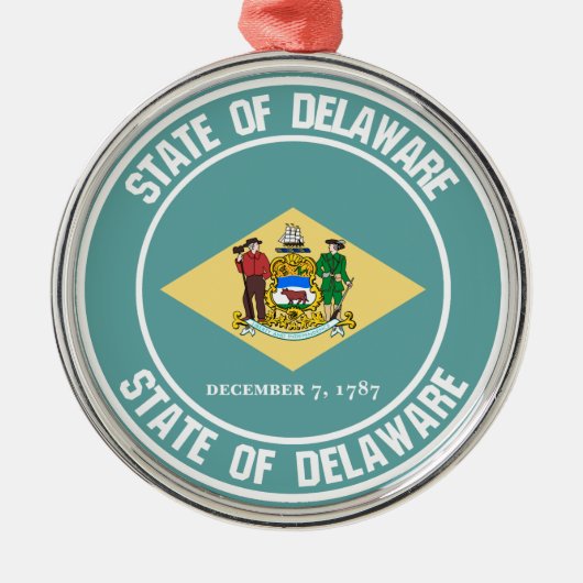 Delaware Round Emblem Metalen Ornament (Voorkant)