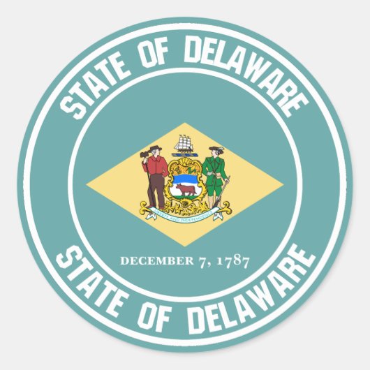 Delaware Round Emblem Ronde Sticker (Voorkant)