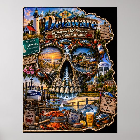 Delaware Schedel Kunst Poster - Staat van Geest (Voorkant)