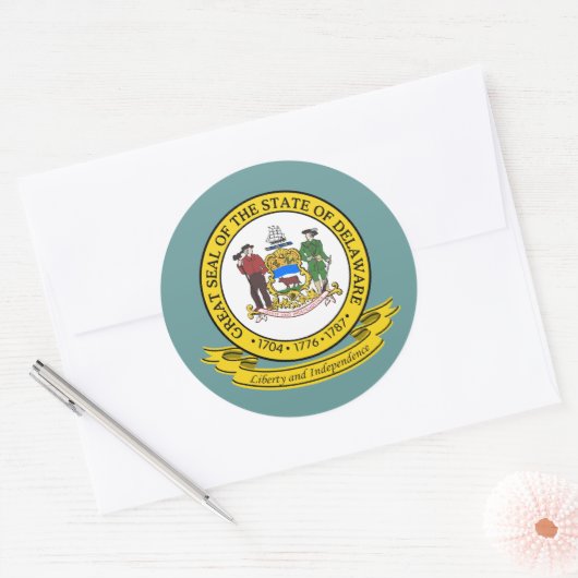 Delaware Seal Ronde Sticker (Envelop)