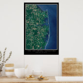 Delaware Seashore vanaf ruimtesatellietkaart Poster (Keuken)