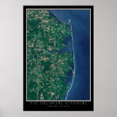 Delaware Seashore vanaf ruimtesatellietkaart Poster (Voorkant)