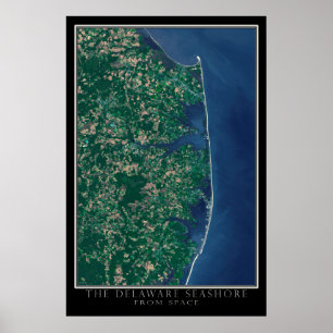 Delaware Seashore vanaf ruimtesatellietkaart Poster