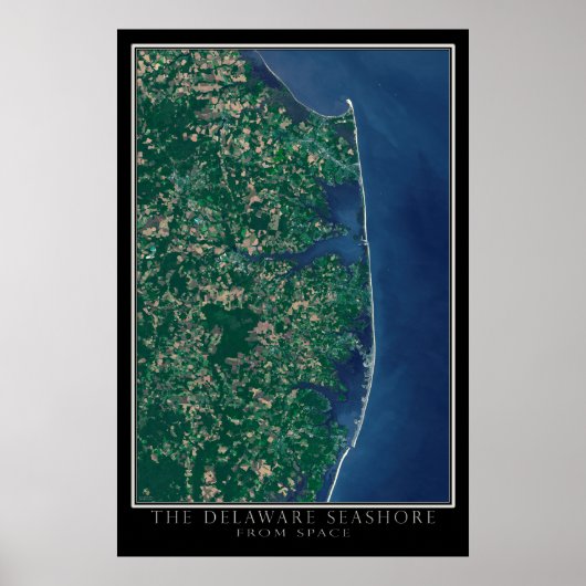 Delaware Seashore vanaf ruimtesatellietkaart Poster (Voorkant)
