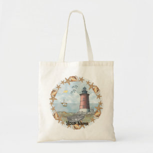 Delaware Shells Lighthouse Tote Bag