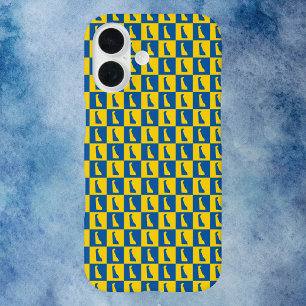 Delaware silhouet patroon blauw goud iPhone 16 hoesje