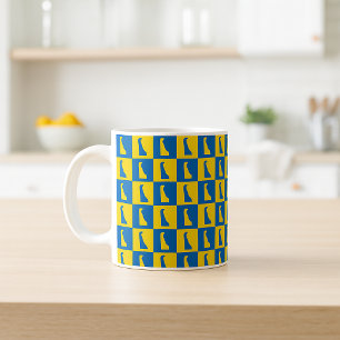 Delaware Silhouette Pop Art Blauw Geel Patroon Koffiemok