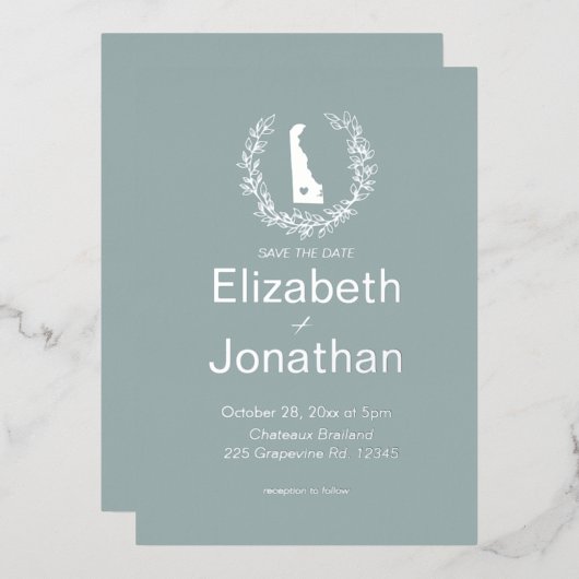 Delaware Silhouette Simple Destination Wedding Folie Uitnodiging (Voorkant / Achterkant)