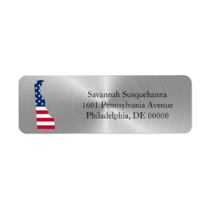 Delaware Silver American Flag Patriotic Etiket
