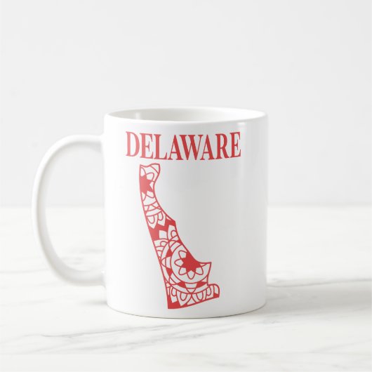 Delaware staat mandala kaart, Made in Delaware Koffiemok (Links)