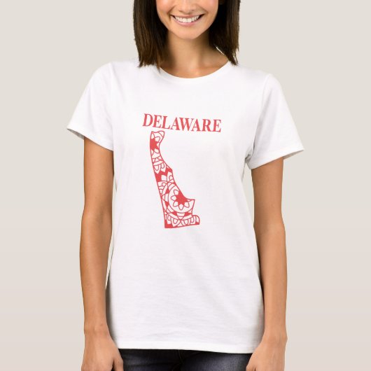 Delaware staat mandala kaart, Made in Delaware T-shirt (Voorkant)