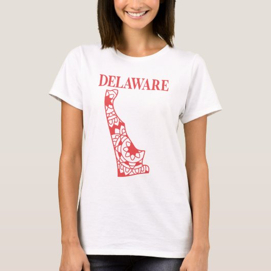 Delaware staat mandala kaart, Made in Delaware T-shirt (Voorkant)