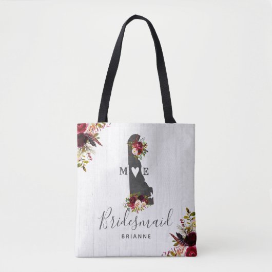 Delaware State Bestemming Rustieke Bruiloft Monogr Tote Bag (Voorkant)