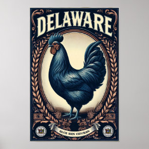 Delaware State Bird - Blue Hen Chicken Poster