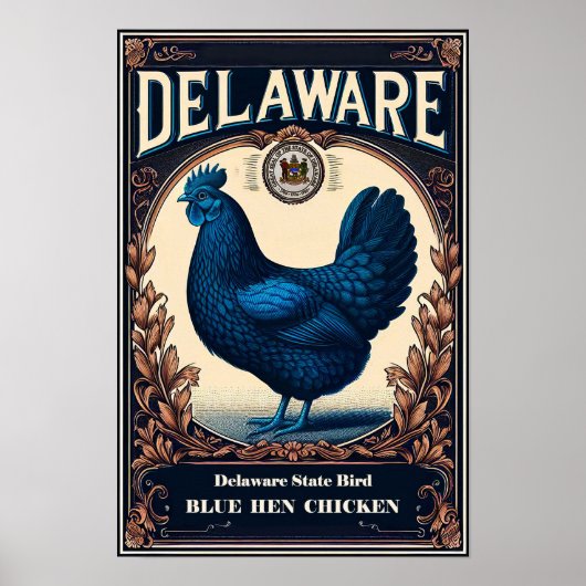 Delaware State Bird - Blue Hen Chicken Poster (Voorkant)