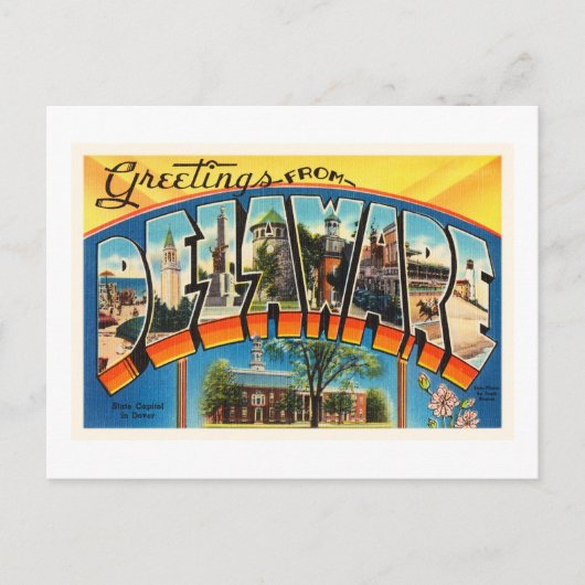 Delaware State DE Old Vintage Travel Briefkaart- Briefkaart (Voorkant)