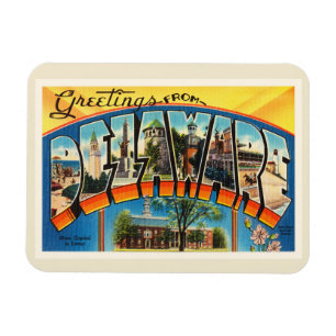 Delaware State DE Old Vintage Travel Briefkaart- Magneet
