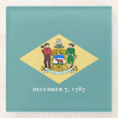 Delaware State Flag Design Decor Glazen Onderzetter (Voorkant)