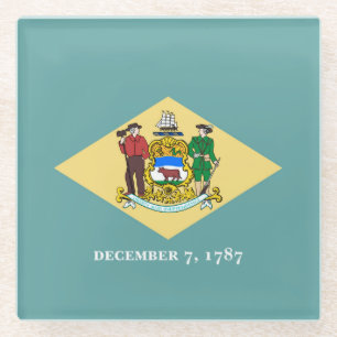 Delaware State Flag Design Decor Glazen Onderzetter