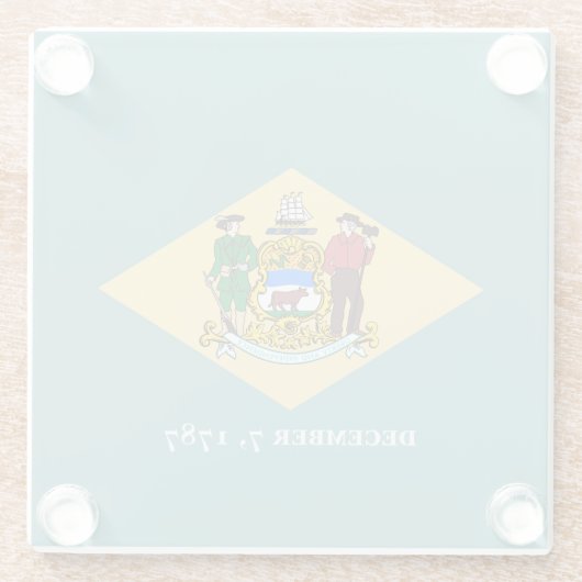 Delaware State Flag Design Decor Glazen Onderzetter (Achterkant)
